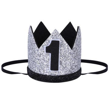 1e verjaardag cakesmash glitter hoedje zilver met zwart, Kinderen en Baby's, Overige typen, Nieuw, Sweet-One, Verzenden