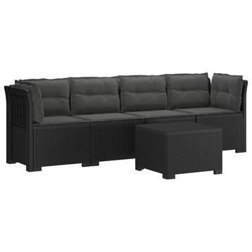 vidaXL 4-Persoons Tuin Sofa met Kussens Rieten Look PP, Verzenden, Nieuw