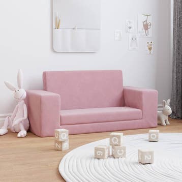 vidaXL Kinderslaapbank 2-zits zacht pluche roze, Verzenden, Nieuw