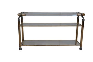 Vintage Hollywood Regency wandtafel – messing en plexiglas c, Ophalen of Verzenden, Nieuw