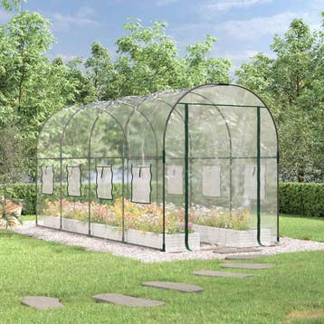 vidaXL Tuinkas 160x400x190 cm PVC en gepoedercoat staal, Verzenden, Nieuw