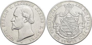 Vereinstaler, daalder 1862 B Sachsen-coburg-gotha Ernst I..., Verzenden