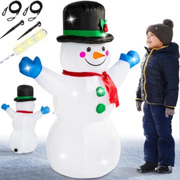 Opblaasbare sneeuwpop XL verlicht 120cm (Kerst artikelen), Diversen, Kerst, Verzenden, Nieuw