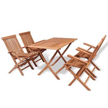 vidaXL 5-delige Tuinset massief teakhout, 5 zitplaatsen, Verzenden, Nieuw, Tuinset
