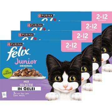 4x Felix Original Pouch in Gelei Junior Mix 12 stuks, Verzenden, Nieuw