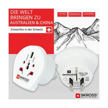 SKROSS Country Adapter World to Australia/China: reisadap..., Verzenden, Nieuw