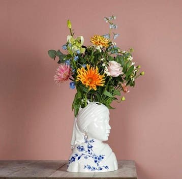 Delfts Blauw - Vaas - Porselein, Keramiek - Meisje met de, Antiek en Kunst, Antiek | Glas en Kristal