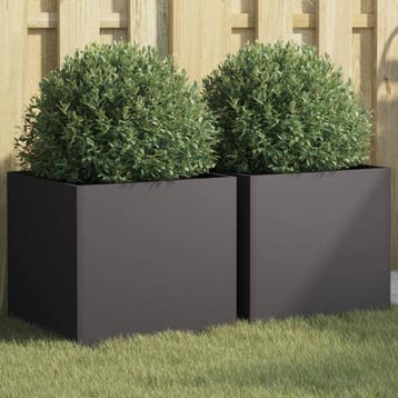 vidaXL Plantenbakken 2 st 42x40x39 cm staal zwart, Verzenden, Nieuw, Metaal