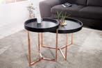 Extravagante bijzettafel MODULAR 40cm mat zwart koper rond, Ophalen of Verzenden, Nieuw