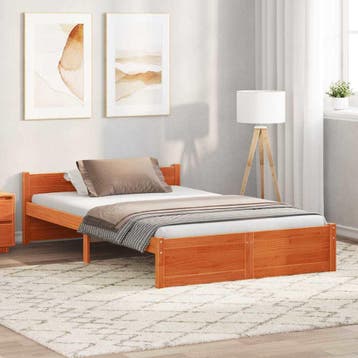vidaXL Bedframe Wasbruin 205,5 x 125,5 x 51 cm Massief, Huis en Inrichting, Slaapkamer | Bedden, Verzenden, Nieuw, Bruin, Hout