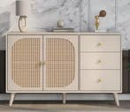 Keukendressoir Rotan Look – 3 Lades & 2 Deuren Off-White, Verzenden, Nieuw