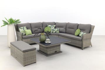 VDG Sandigo lounge dining set met bijzetbank, Verzenden, Nieuw, Wicker, Loungeset