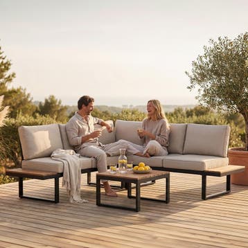 Tuinset Eliar, 4-delig, met aluminium frame - zwart, Verzenden, Nieuw
