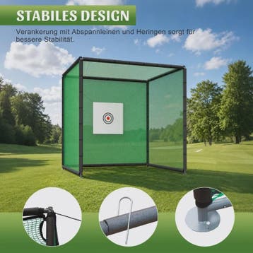 Golf Oefennet 300x300x300 cm met Mat, Balstand en Stalen Fra, Sport en Fitness, Golf, Verzenden, Nieuw