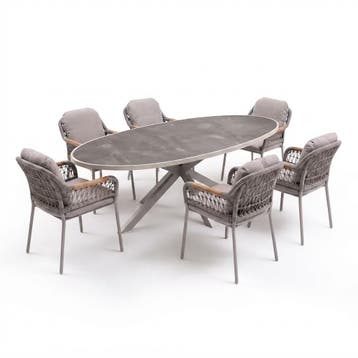 Ohio Monza dining tuinset 241x116xH74 cm 7 delig latte, Ophalen of Verzenden, Nieuw