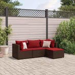 vidaXL 4-delige Loungeset met kussens poly rattan bruin, 4 zitplaatsen, Nieuw, Loungeset, Verzenden