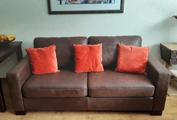 Leren 2.5-zits bank - bruin leer, Huis en Inrichting, Ophalen of Verzenden, Nieuw, Rechte bank, Leer