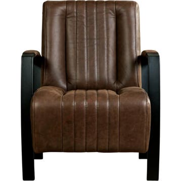 Leren fauteuil Glamour - Vintage Brown (bruin), Huis en Inrichting, Nieuw, Ophalen of Verzenden, 50 tot 75 cm, Industrieel, Modern, Retro