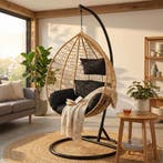 Hangstoel Rotan Zwart | Max 150kg | Nieuw | OP=OP, Ophalen of Verzenden, Nieuw, Rotan, Verstelbaar