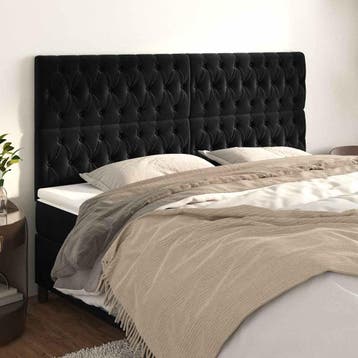vidaXL Hoofdbord zwart 180x7x118/128 cm fluweel, Huis en Inrichting, Verzenden, Nieuw, Zwart, Stof