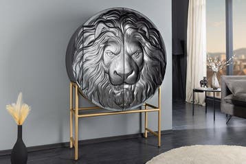 Massief Highboard LION 140cm Zwart Goud Mango Hout 3D, Ophalen of Verzenden, Nieuw