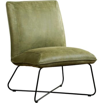 Leren fauteuil Less - Kenia Olive (olijf), Industrieel, Modern, Scandinavisch, Nieuw, Ophalen of Verzenden, 50 tot 75 cm