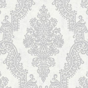 Profhome 397655-GU Barok behang ornamenten glanzend wit, Huis en Inrichting, Verzenden