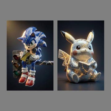 Yamila - Sonic y Pikachu en Porcelana, Nieuw