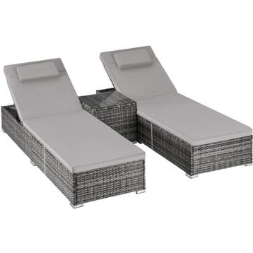 Wicker-tweepersoonsligbed met tafel Carbonera, verstelbare r, Tuin en Terras, Verzenden, Nieuw