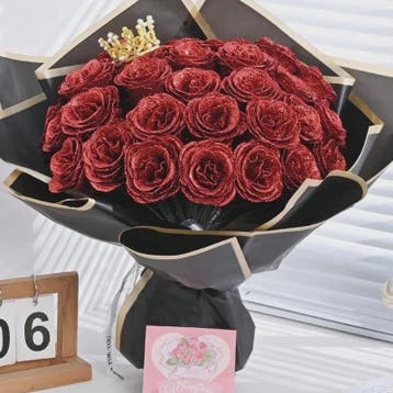 Glitter Rozen Boeket - Kunstbloemen voor Kerst, Valentijnsda, Huis en Inrichting, Verzenden, Nieuw