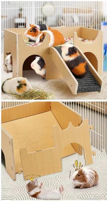 Houten Cavia Kasteel met Trap – Schuilhuis voor Knaagdieren, Verzenden, Nieuw