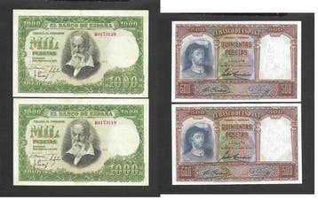 Spanje. - 4 Banknotes - 1931/1951