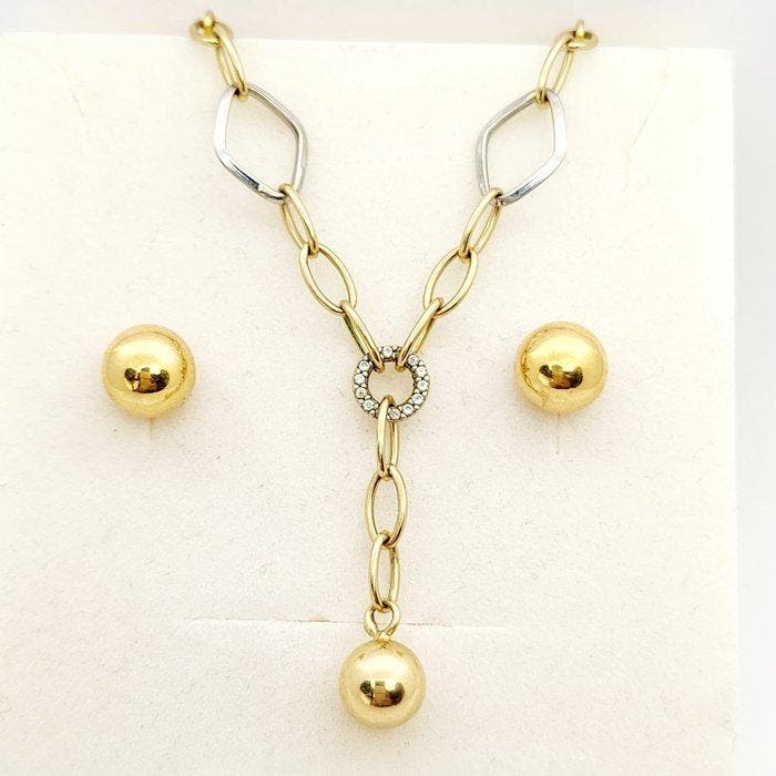 2-delige sieradenset - 14 karaat Geel goud, Witgoud - 18, Sieraden, Tassen en Uiterlijk, Antieke sieraden