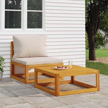vidaXL 2-delige Loungeset met kussens massief acaciahout, Tuin en Terras, Verzenden, Nieuw, Hardhout, Loungeset