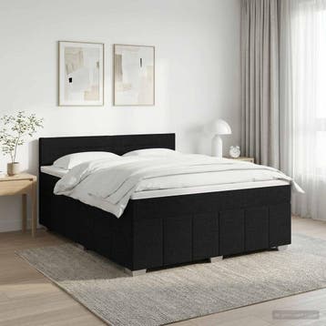 vidaXL Boxspringbed met matras met hoofdeinde Zwart 140 x, Verzenden, Zwart, Stof, Nieuw