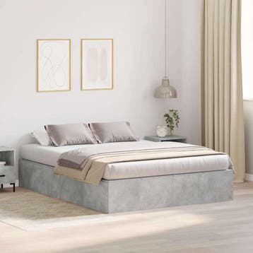 vidaXL Opbergbedframe met opslag Beton Grijs 150 x 200 cm, Verzenden, Grijs, Hout, Nieuw