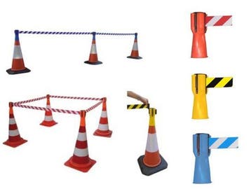 Spoel met afzetlint voor verkeerskegel - Wit & Rood - Binnen, Verzenden