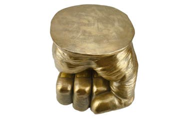 Bijzettafel VUIST 50 cm rond handgemaakt beeldje goud -, Ophalen of Verzenden, Nieuw