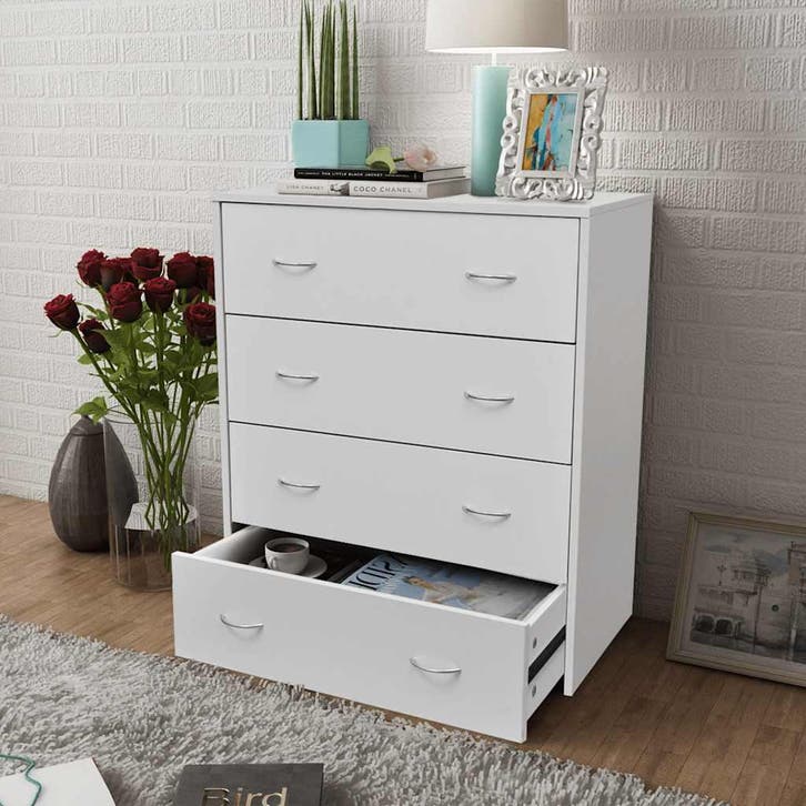 vidaXL Dressoir met 4 lades 60x30,5x71 cm wit, Huis en Inrichting, Kasten | Dressoirs, 25 tot 50 cm, Nieuw, 50 tot 100 cm, Overige houtsoorten