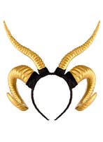 Haarband Hoorns Gewei Goud Kunststof Diadeem Goudengel Godin, Ophalen of Verzenden, Nieuw, Carnaval, Accessoires