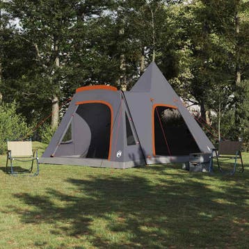 vidaXL Teepee Tent 5-Person 5-persoons Grijs en Oranje, Verzenden, Nieuw, Tot en met 2