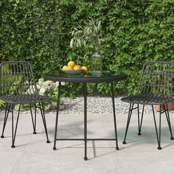 vidaXL Eettafel Ø80 cm gehard glas en staal zwart, Verzenden, Nieuw, Metaal