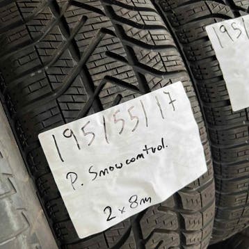 2 x Pirelli Snowcontrol 195-55-17 Winterbanden 8mm, Gebruikt, 17 inch, Band(en), Personenwagen