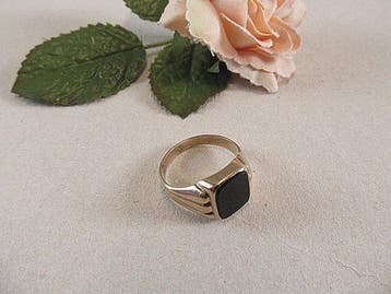 Zonder minimumprijs - Ring - 8 karaat Geel goud Onyx - Art, Nieuw