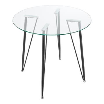 [en.casa] Glazen tafel Huittinen rond 72x80 cm zwart en tran, Verzenden, Nieuw