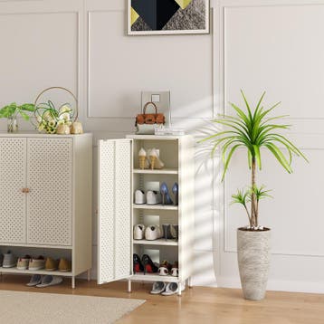 Schoenenkast Coleraine 115x43x35  cm cremewit [en.casa], Huis en Inrichting, Kasten | Schoenenkasten, Verzenden, Nieuw