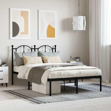 vidaXL Bedframe met hoofdbord metaal zwart 120x200 cm, Verzenden, Zwart, Nieuw, Twijfelaar