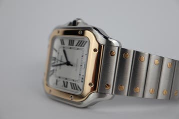 Horloge Cartier Santos Large 10/2021 Als nieuw conditie., Sieraden, Tassen en Uiterlijk, Overige merken, Staal, Polshorloge, Ophalen of Verzenden