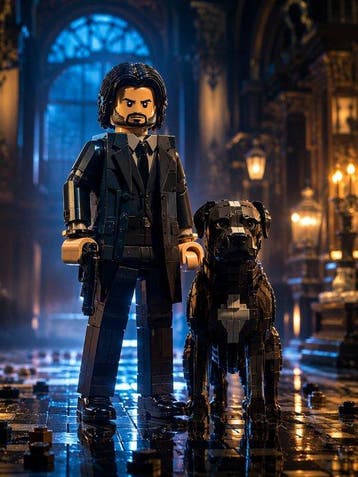 Shayer - Lego John Wick – Built for Revenge - XL - 60x80cm -, Nieuw