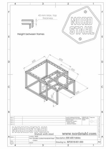 Stalen onderstel salontafel - Square frames - Nordstahl, Verzenden, Nieuw
